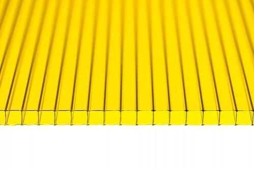 Сотовый поликарбонат «ROYALPLAST» 10 мм желтый, 6000х2100/1200х2100, плотность 1.4 кг/м²